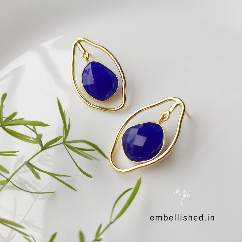 Free form large blue loop studs