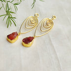 Raw Carnelian Spiral Drop Earrings