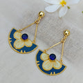 Blooming Blue Enamel Drop Earrings