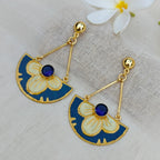 Blooming Blue Enamel Drop Earrings