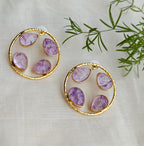 Loop studs with frosted glass stones - purple
