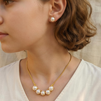 Crescent Pearl Pendant Necklace Set