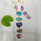 Multi-colored Geode Cascade Tie necklace set