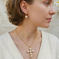 Cross Pearl Pendant Necklace Set