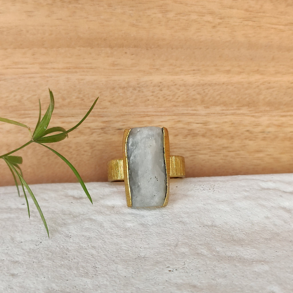 Moonstone wedge finger ring