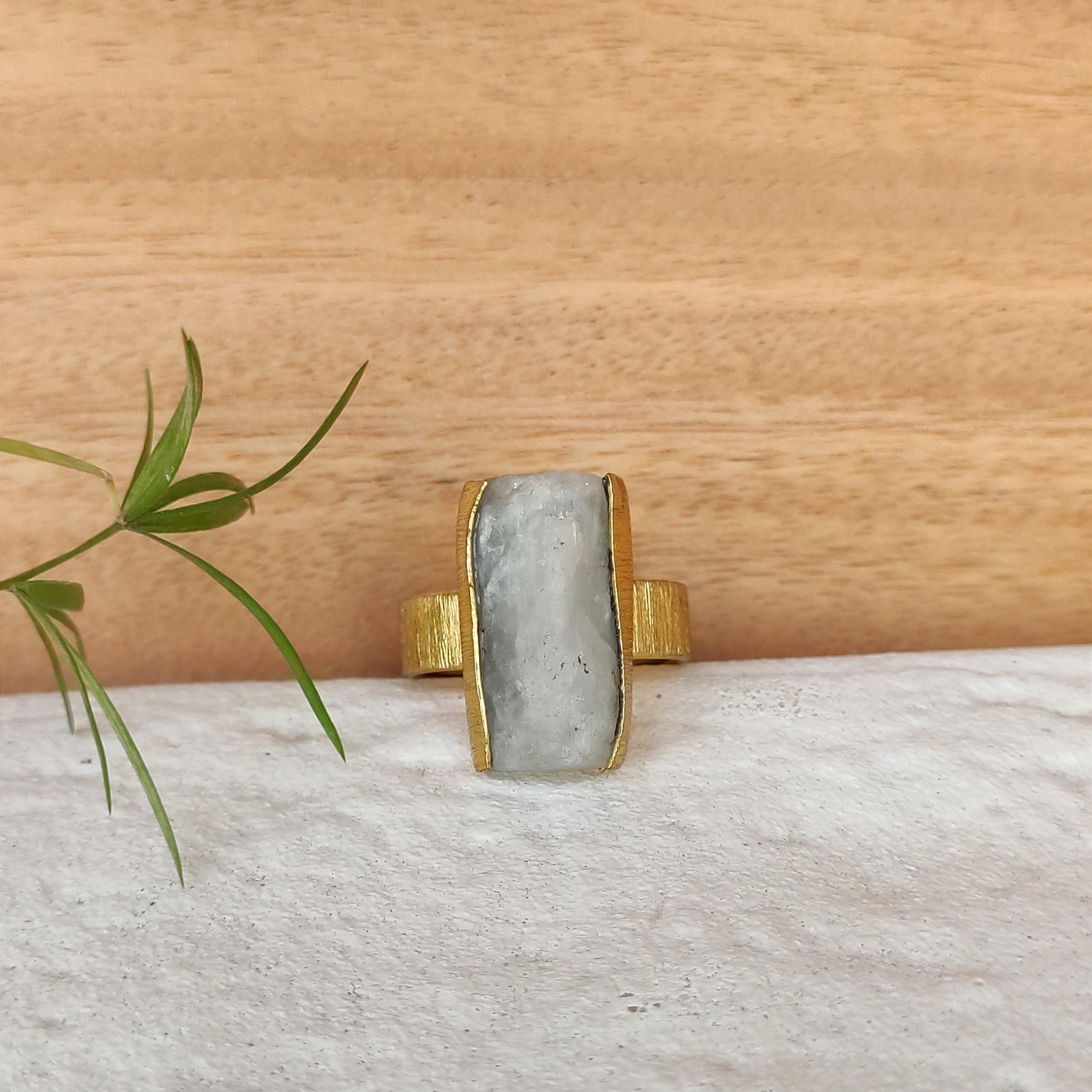 Moonstone wedge finger ring