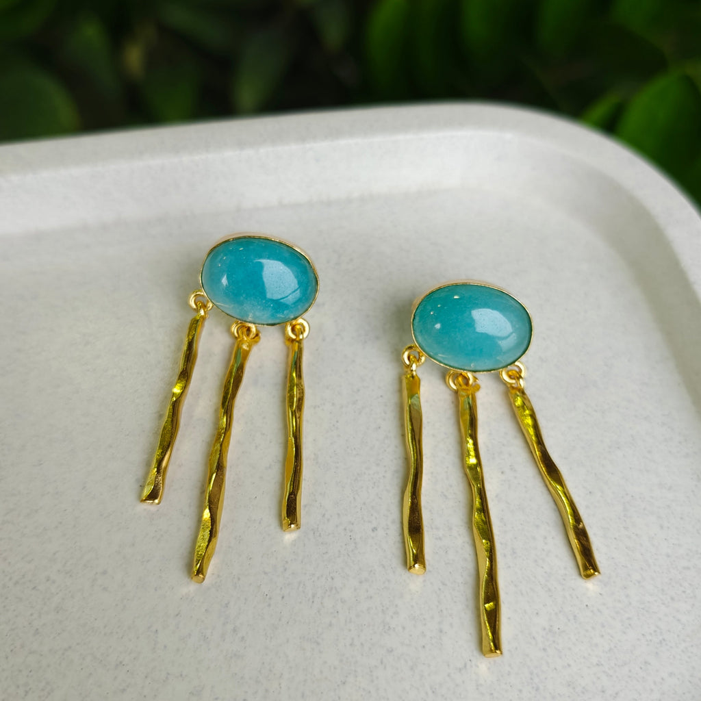 Cyan Pop Raindrop Earrings