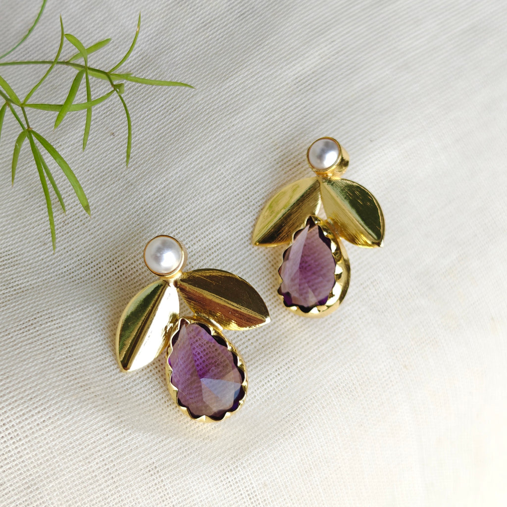 Purple Blossom Pearl Studs