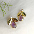 Purple Blossom Pearl Studs