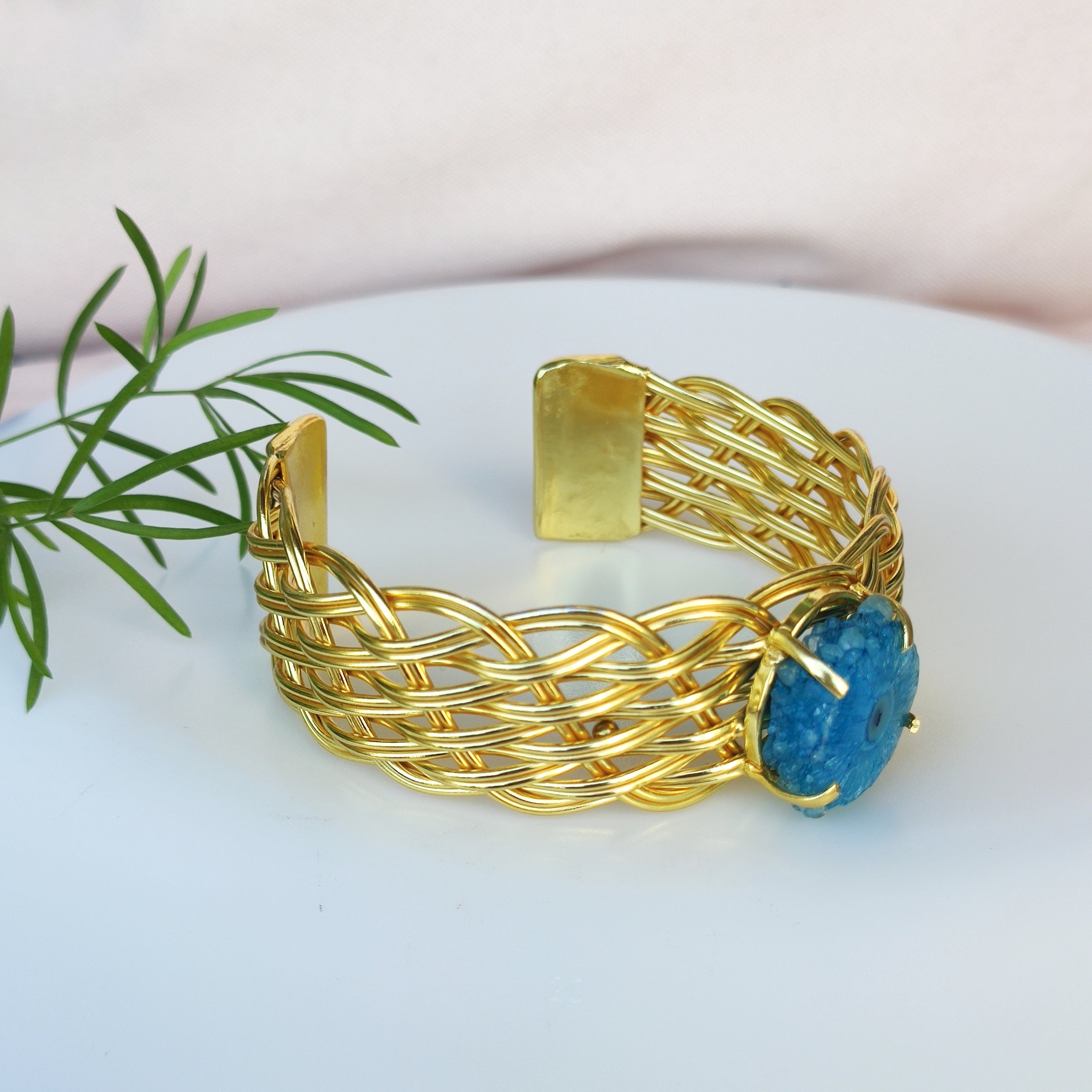 Solar agate mat bracelet - blue
