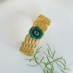 Solar agate mat bracelet - green