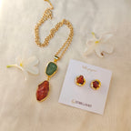 Earth and Fire Raw Gemstone Pendant necklace set