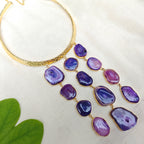 Purple Agate Slice Cascade Collar Necklace