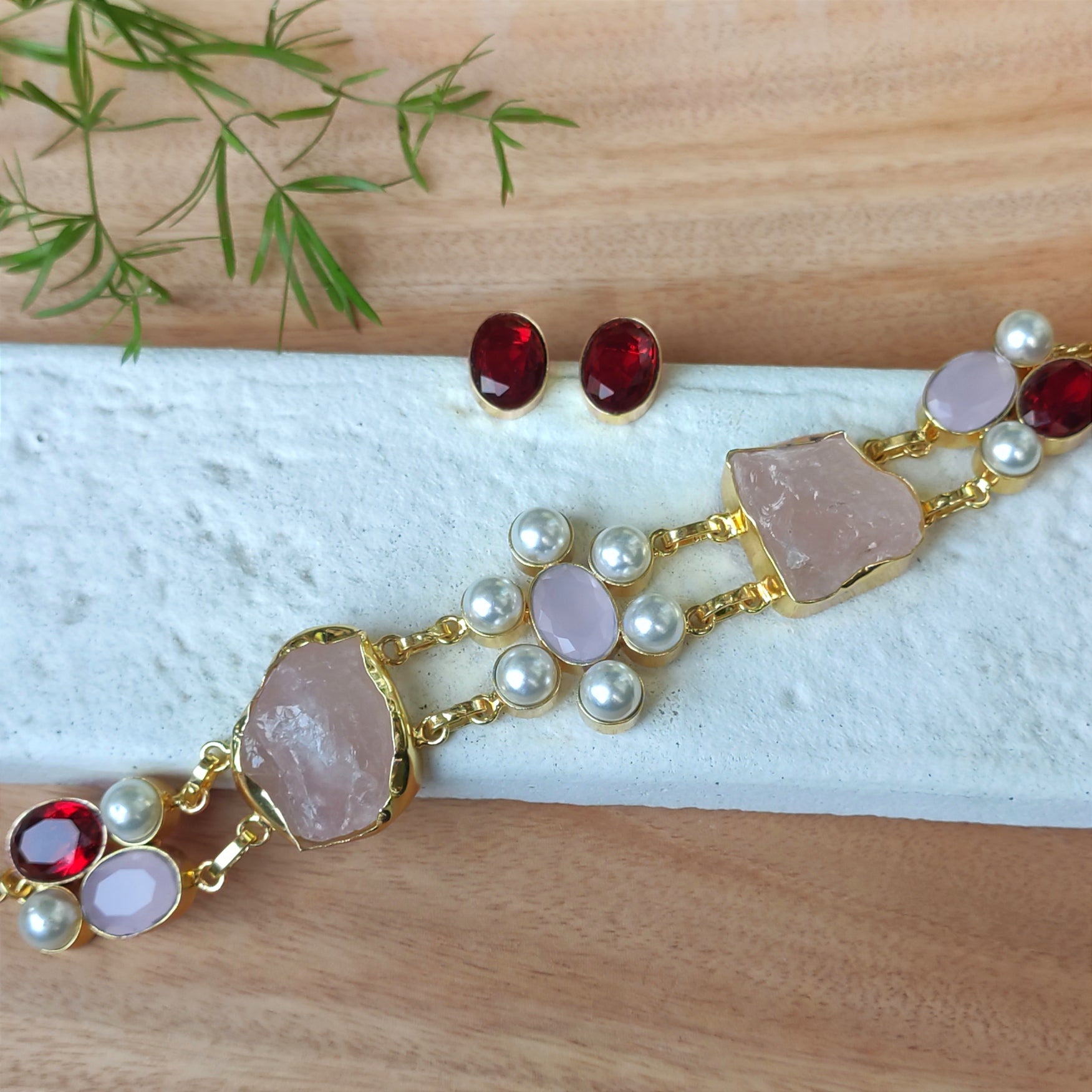 Rose Quartz and Pearl Elegance Choker Set