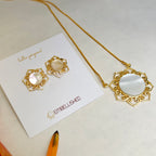 Mother of Pearl Filigree Pendant necklace set