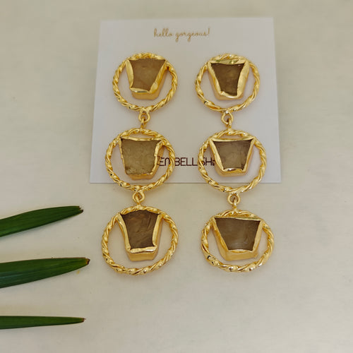 Aurelia Triple-Drop Lemon Quartz Earrings