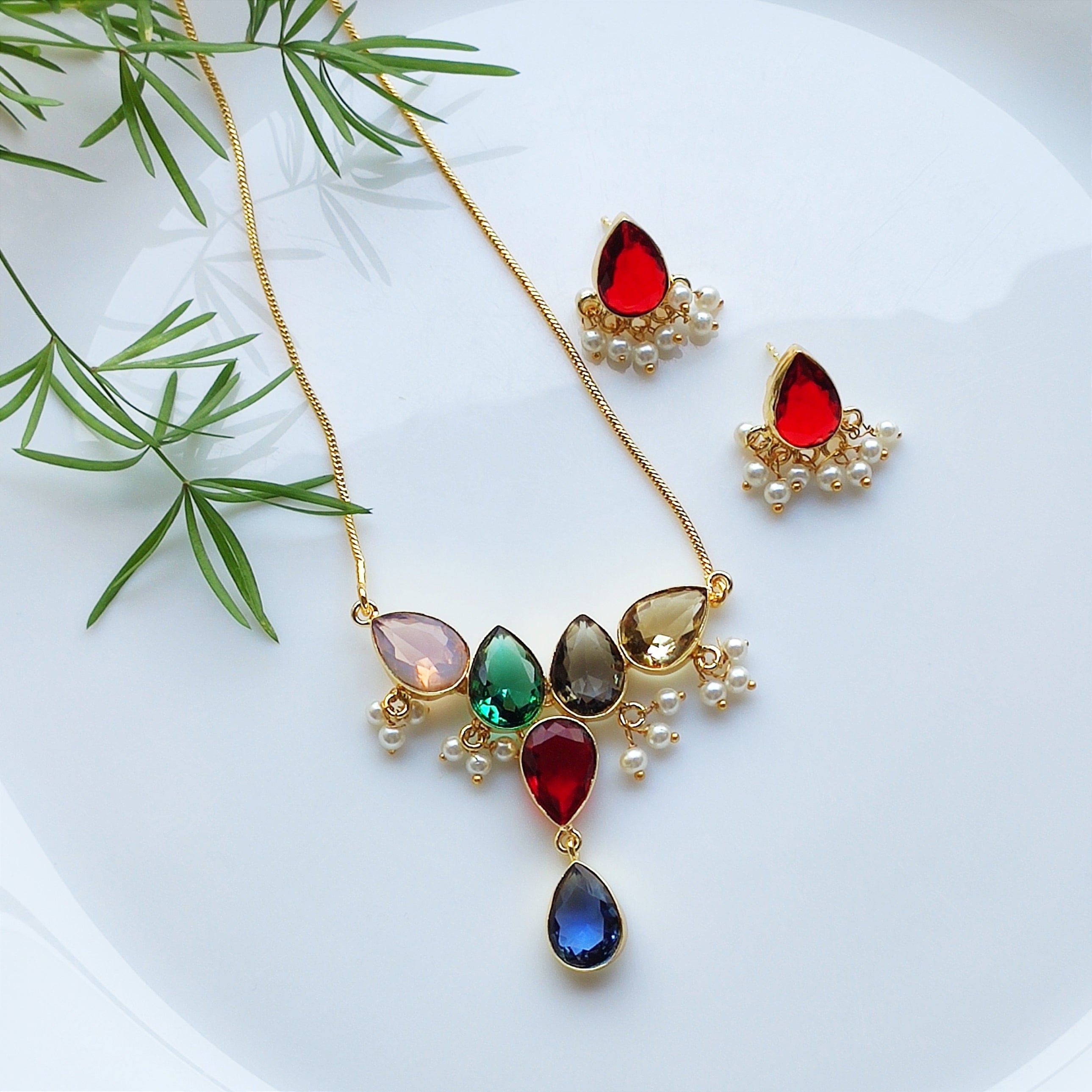 Rainbow Lotus Pendant set