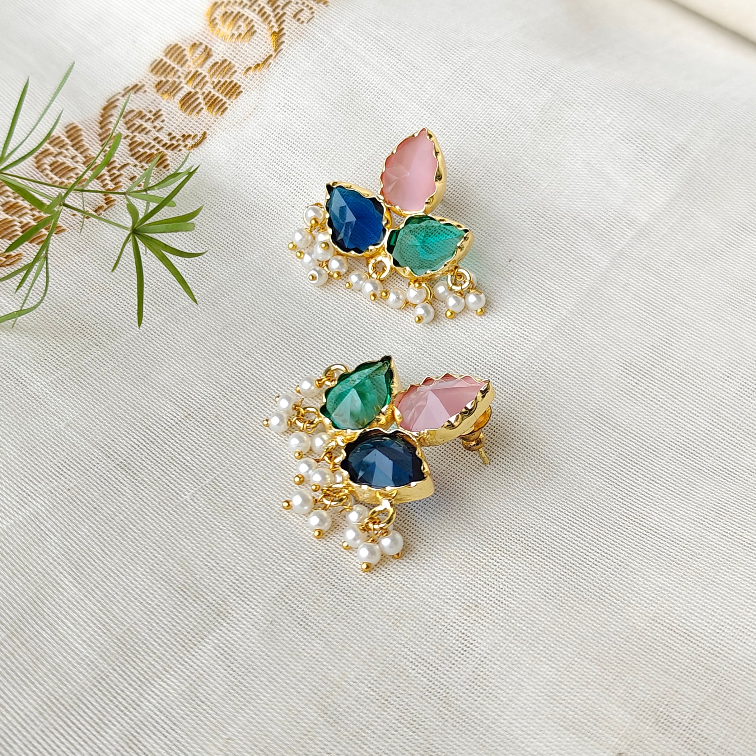 Tri-color Sparkle Earrings - light