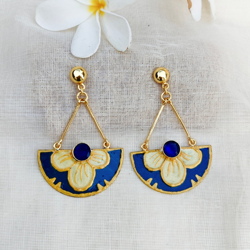 Blooming Blue Enamel Drop Earrings