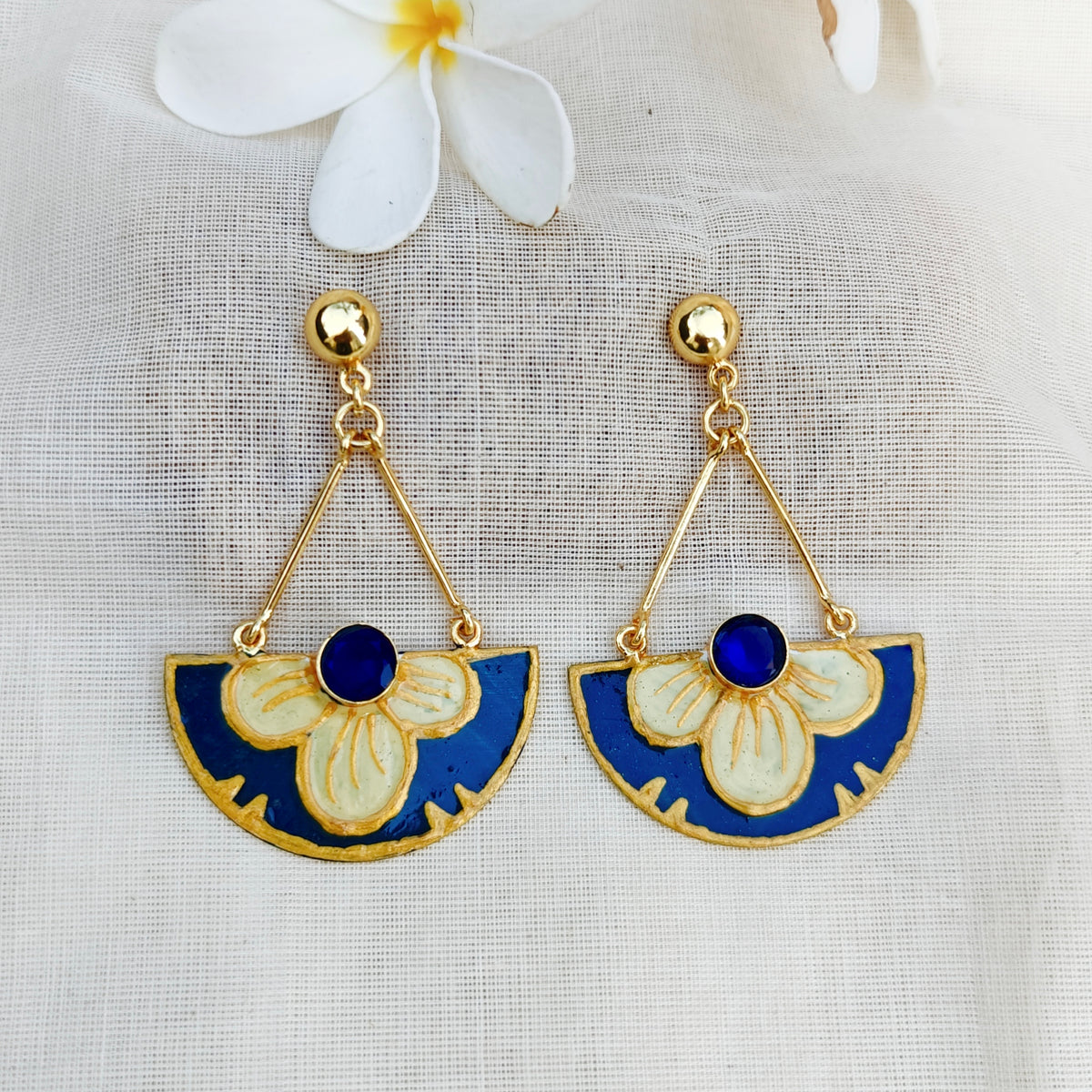 Blooming Blue Enamel Drop Earrings