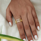 Golden Grid Band finger ring