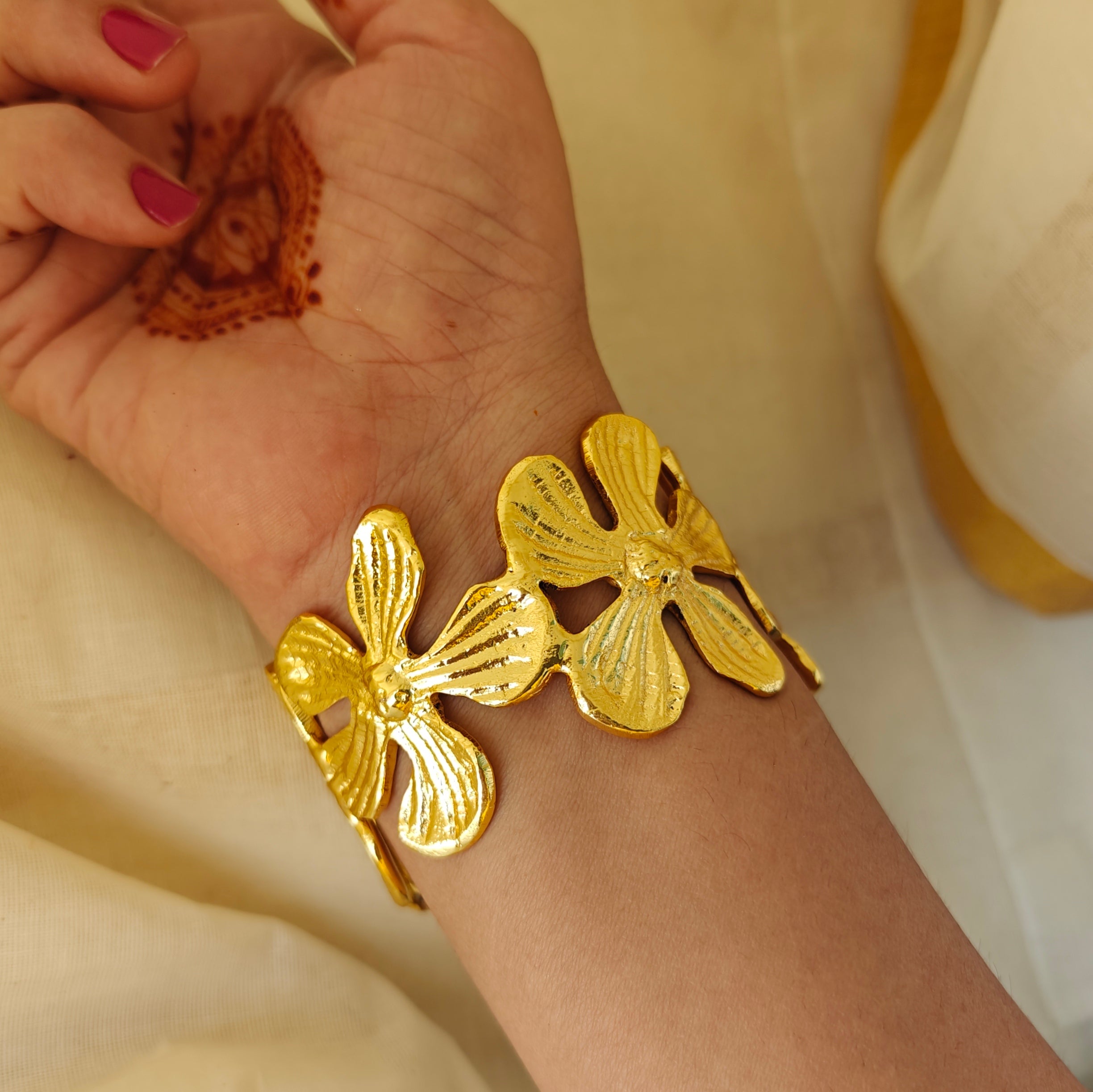 Gilded Orchid Statement Cuff