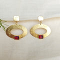 Red Orbit Gold Drop Earrings