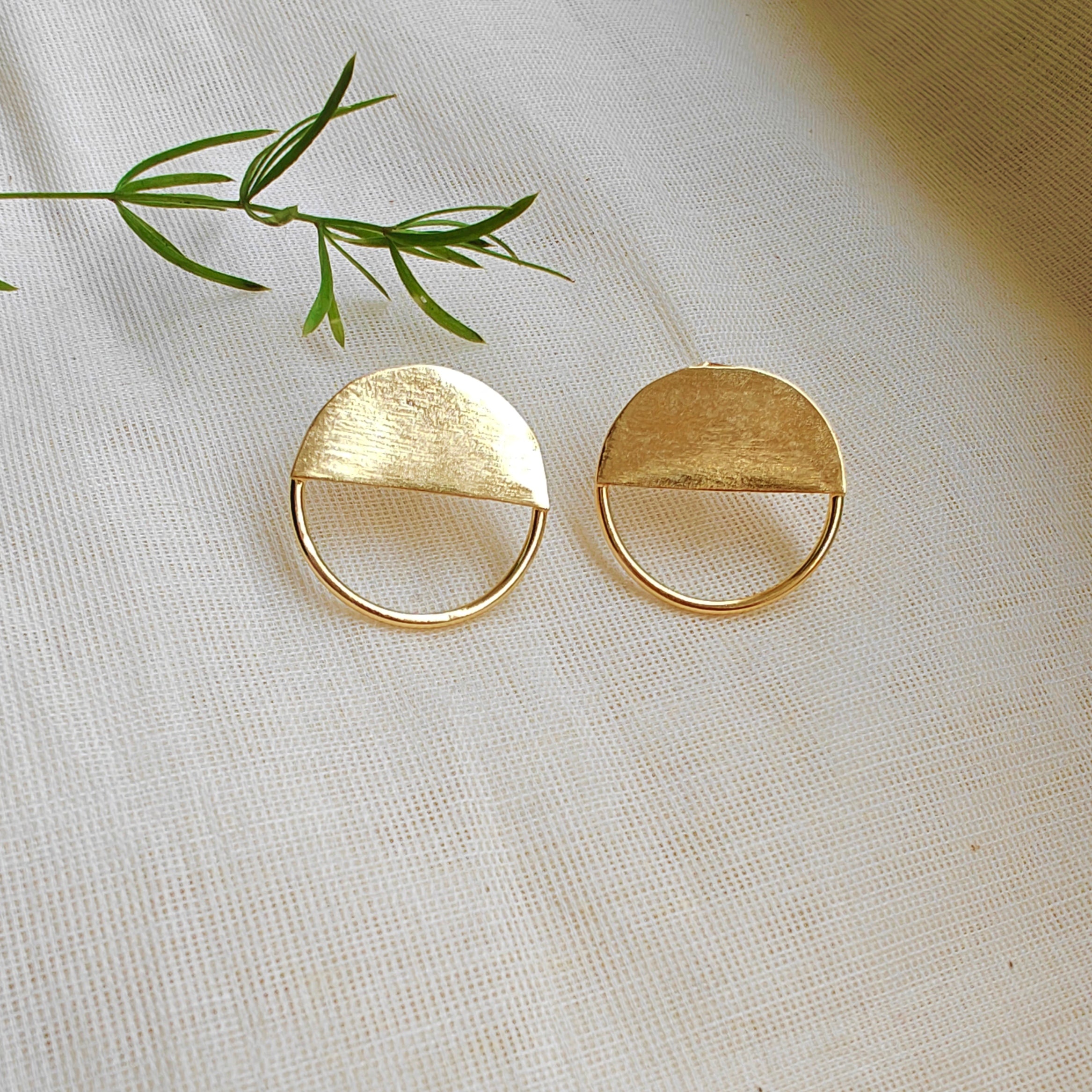 Half-Moon Brushed Gold studs
