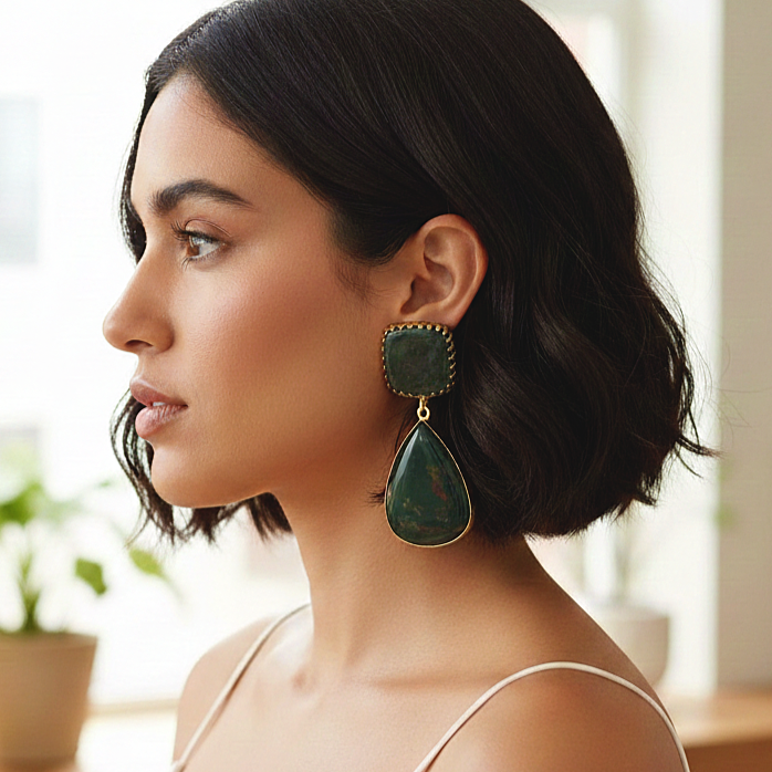 Large Bloodstone drop earrings