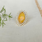 Monalisa Marquise Cluster pearls ring - yellow