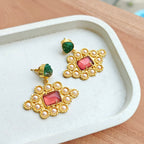 Large Bohemian studded drop earrings