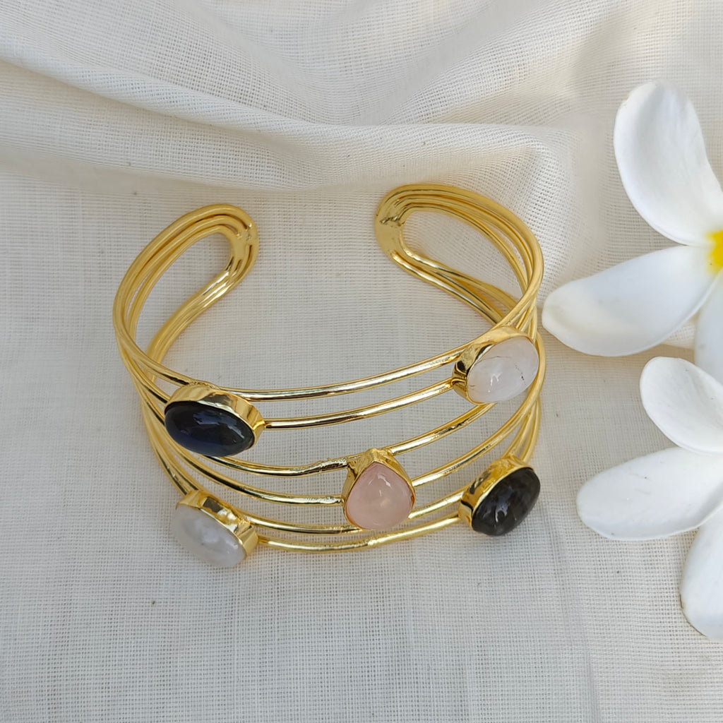 Moonlit Stack-in-One Gemstone Cuff bracelet