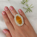 Monalisa Marquise Cluster pearls ring - yellow