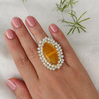 Monalisa Marquise Cluster pearls ring - yellow