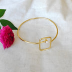 Slim Square and Pearl open bangle
