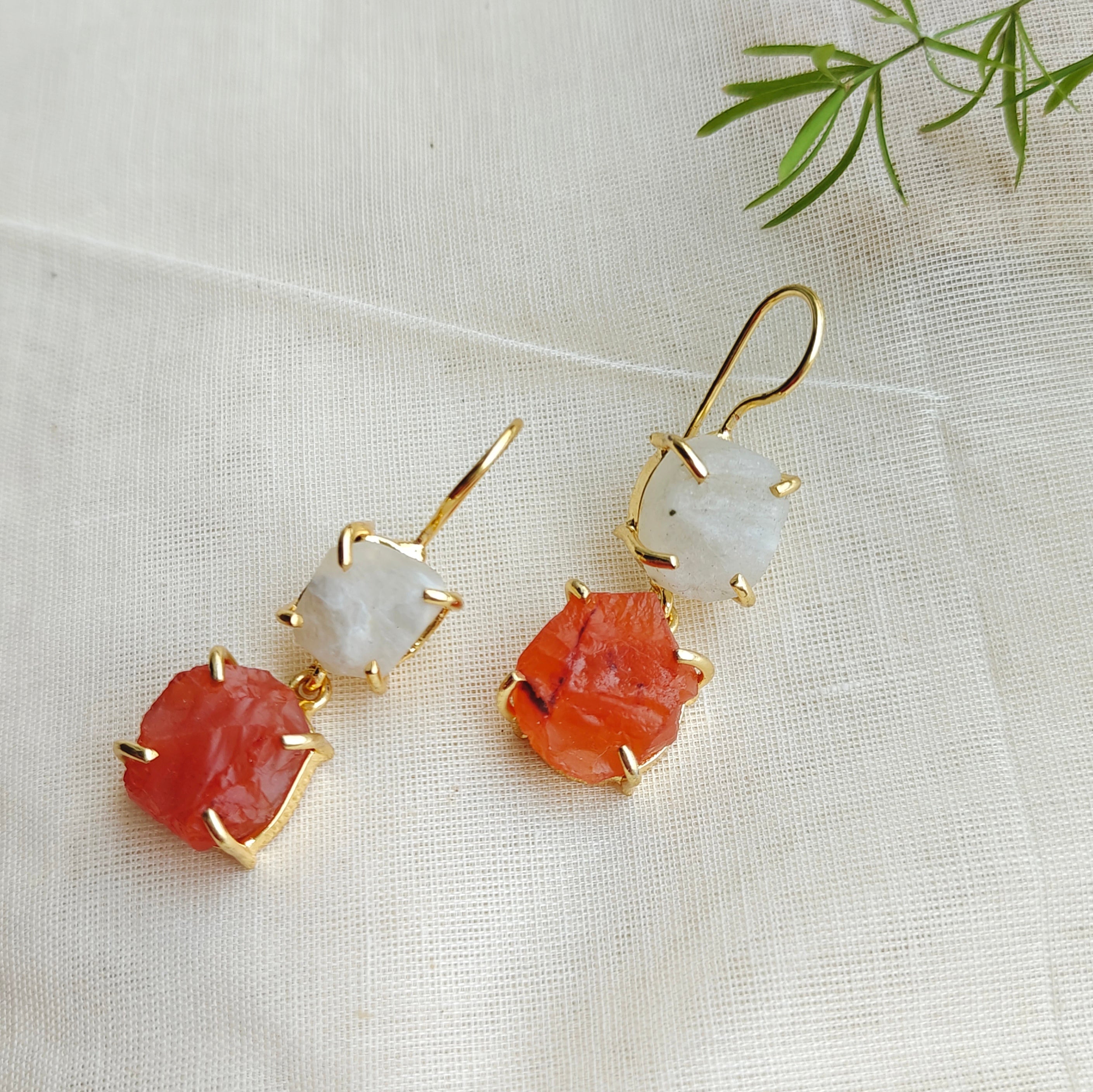 Double raw stones danglers