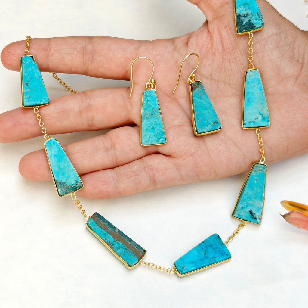 Earthy Trapezoid Stone Necklace Set