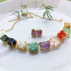 Raw stones rainbow choker set