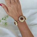 Coffee Jasper Cluster Pearls Open Bangle