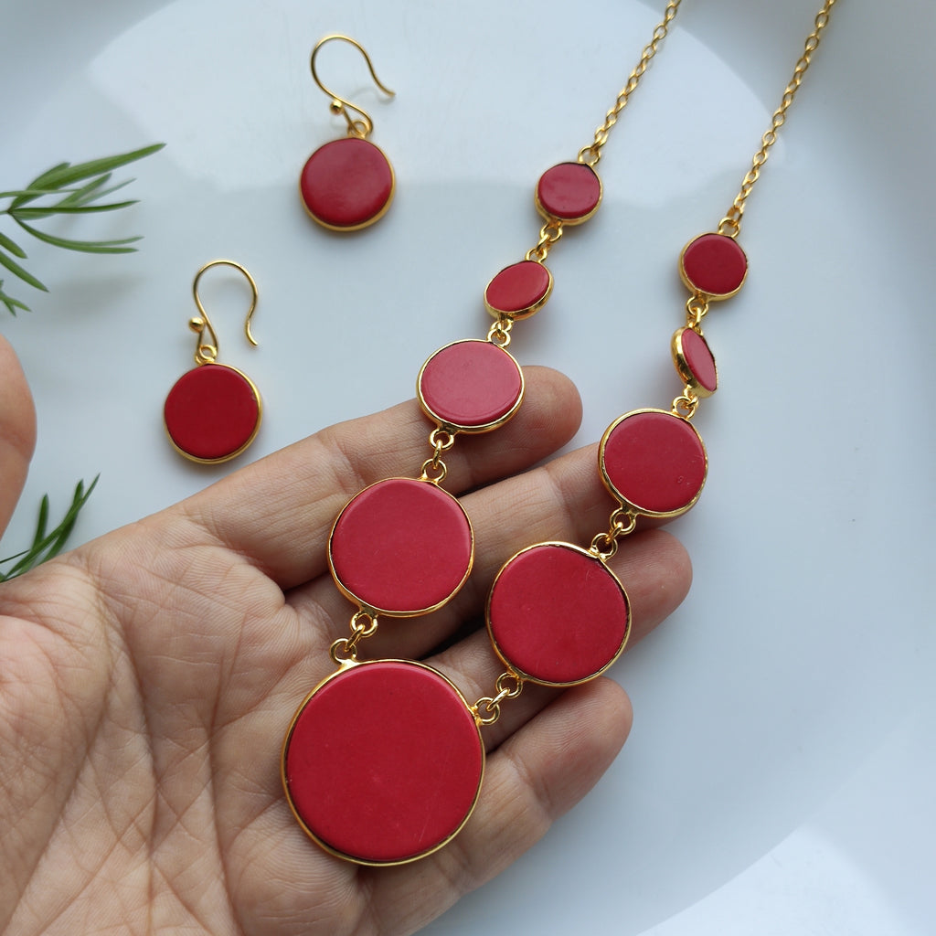 Scarlet orbit necklace set