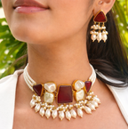 Maroon Pearl Dazzle choker set