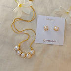 Crescent Pearl Pendant Necklace Set