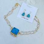 Stone Centerpiece Pearls Choker set