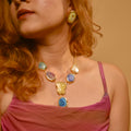 Rainbow Agate Slice Necklace Set