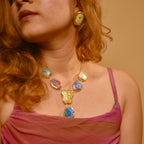 Rainbow Agate Slice Necklace Set