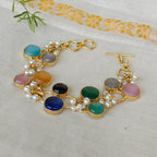 Kaleidoscope stones and pearl accents bracelet