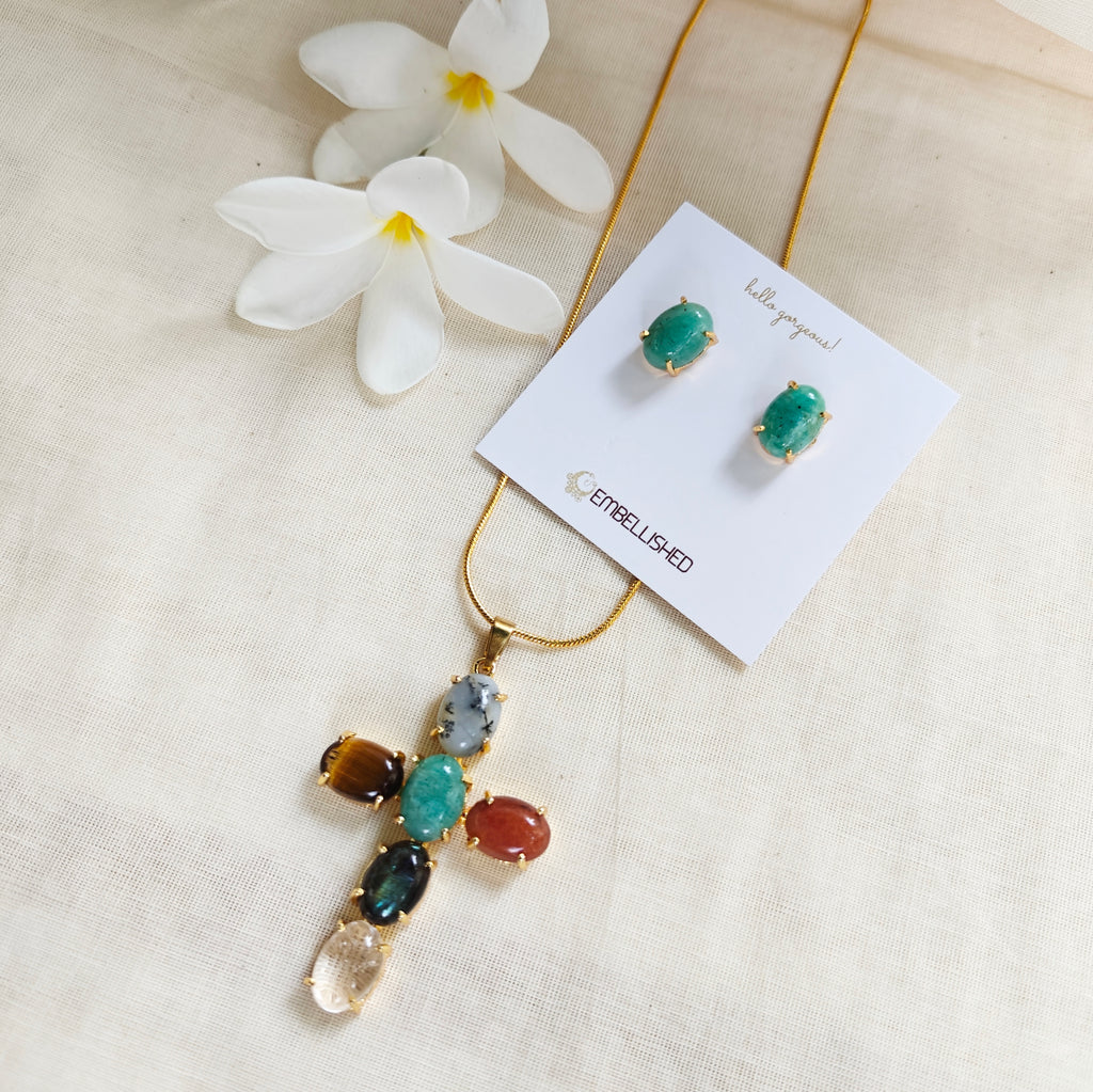 Mystic Gemstone Mosaic Necklace Set