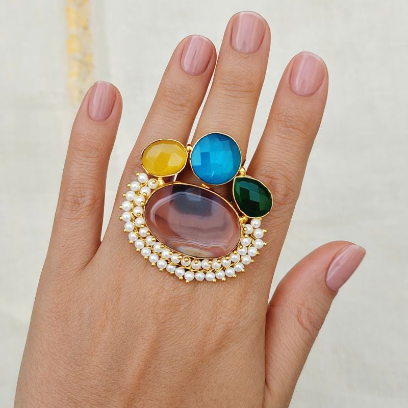 Kaleido Luxe Multi-Stone Ring - brown