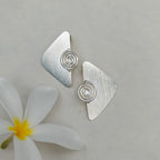 Brushed Silver Spiral Wedge studs