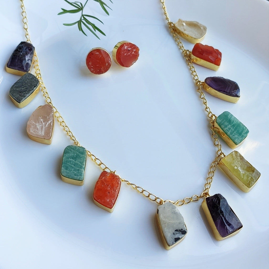 Raw stone symphony necklace set